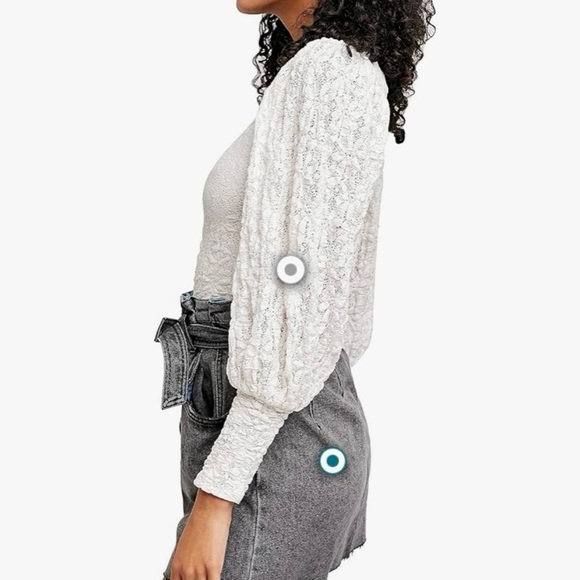 Free People Jasmine Cutout Back Cream Lace Balloon Sleeve Victorian Blouse SZ XS - Picture 3 of 10